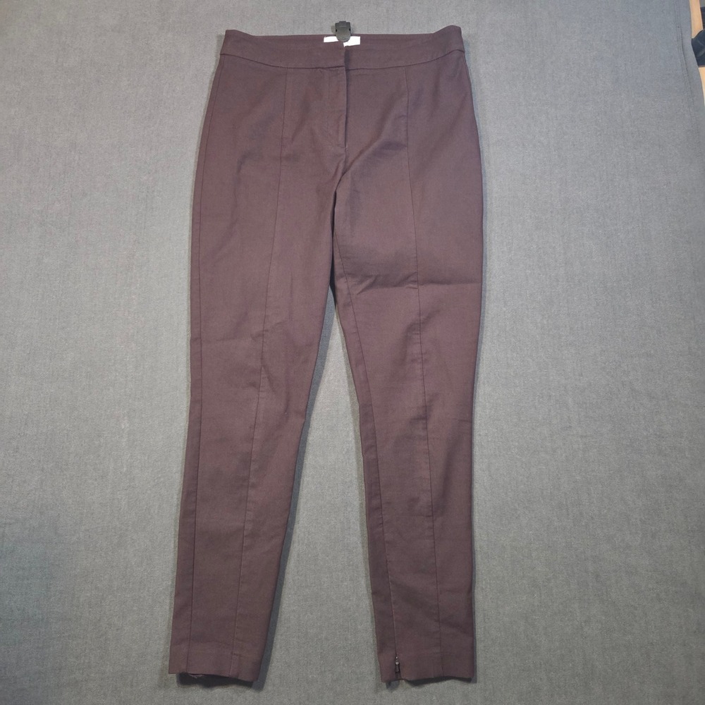 Reiss Arla Trousers Womens 8 Plum Burgundy Skinny Zip Ankle Tailored Pants